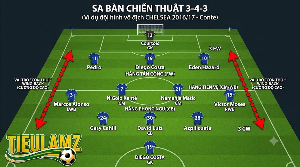 Sơ đồ 3-4-3: Cấu trúc, Cách vận hành và Những bậc thầy chiến thuật